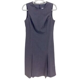 Mary McFadden Gray Sleeveless Sheath Dress Size 6 Professional Workwear Pleated